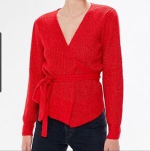 Urban Outfitters Red Wrap Sweater